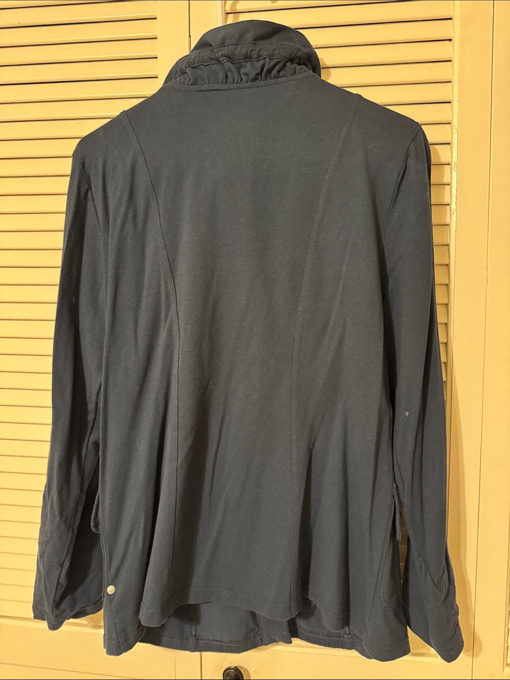 neon buddha Navy Ruffled Button Front Jacket - Picture 5 of 6